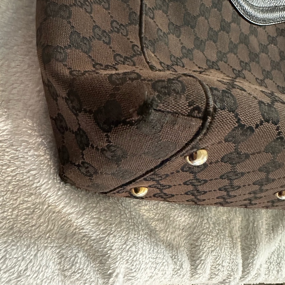 Gucci Chocolate Brown/Black Monogram Tote - Picture 7 of 12